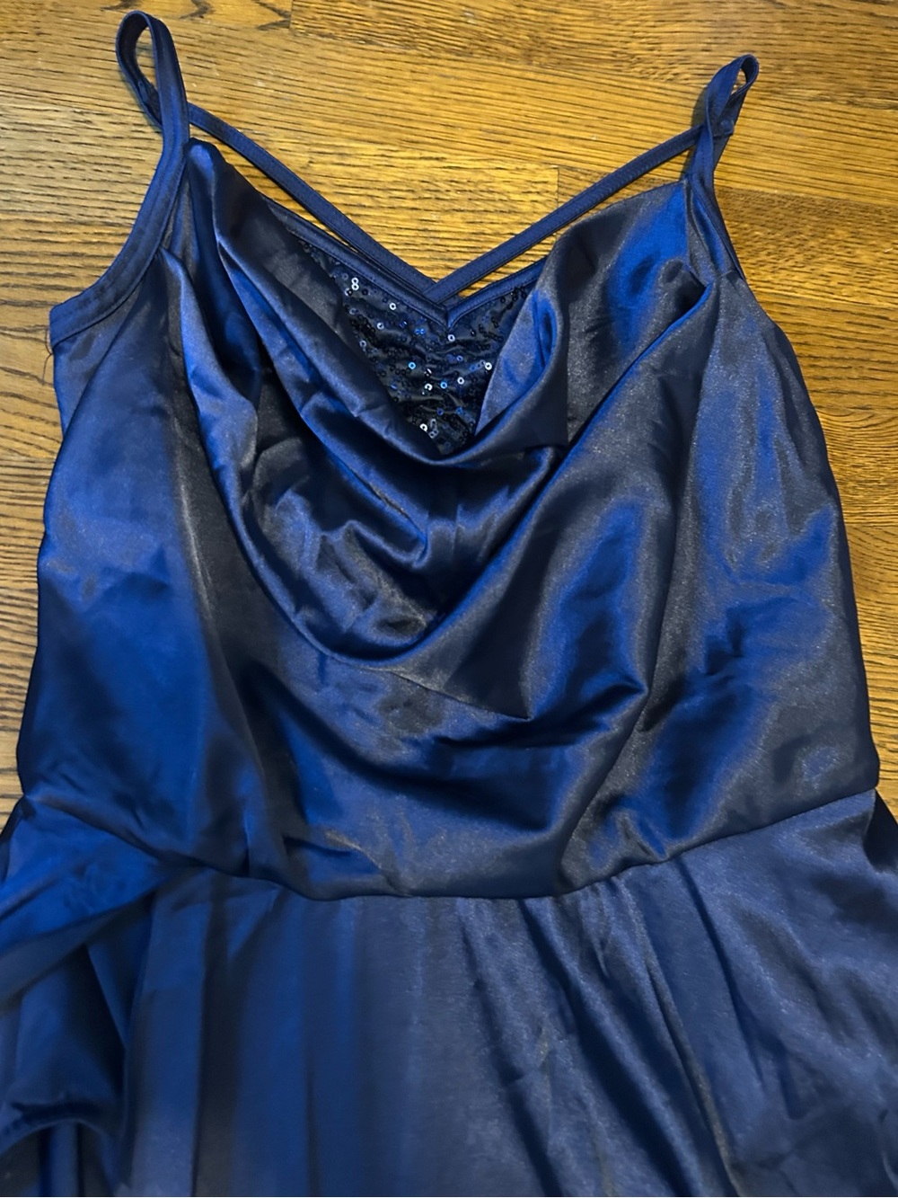 Weissman Navy Satin Cowl Neck Midi Dress 0142 - Picture 4 of 13